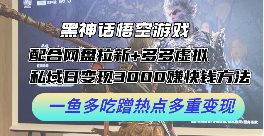 （12316期）黑神话悟空游戏配合网盘拉新+多多虚拟+私域日变现3000+赚快钱方法。…-孔明聊项目