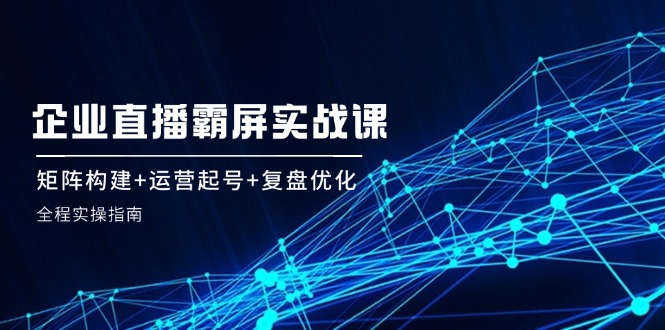 （12338期）企 业 直 播 霸 屏实战课：矩阵构建+运营起号+复盘优化，全程实操指南-孔明聊项目