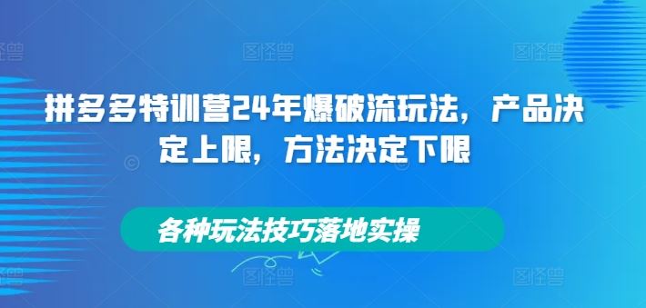 拼多多特训营24年爆破流玩法，产品决定上限，方法决定下限，各种玩法技巧落地实操-孔明聊项目