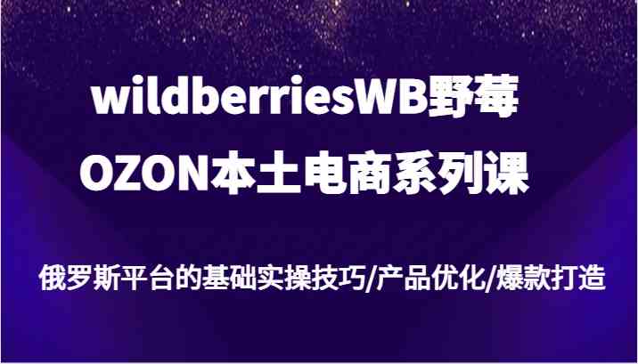 wildberriesWB野莓/OZON本土电商系列课，俄罗斯平台的基础实操技巧/产品优化/爆款打造-孔明聊项目