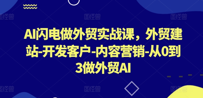 AI闪电做外贸实战课,外贸建站-开发客户-内容营销-从0到3做外贸AI(更新)-孔明聊项目