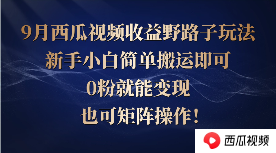 西瓜视频收益野路子玩法，新手小白简单搬运即可，0粉就能变现，也可矩…-孔明聊项目