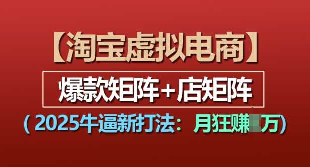 淘宝虚拟电商，2025牛逼新打法：爆款矩阵+店矩阵，月入过万-孔明聊项目