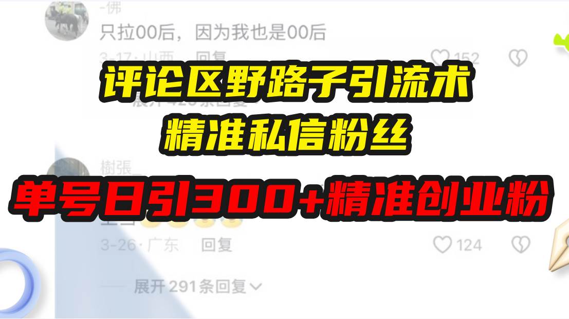 （13676期）评论区野路子引流术，精准私信粉丝，单号日引流300+精准创业粉-孔明聊项目