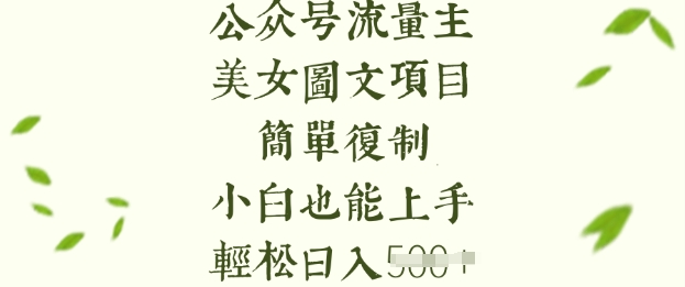 流量主长期收益项目，美女图片简单复制，小白也能上手，轻松日入5张-孔明聊项目