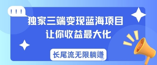 独家三端变现蓝海项目，让你收益最大化，长尾流无限躺挣-孔明聊项目
