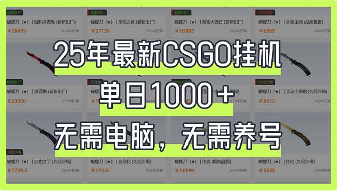 25年最新CSGO挂机系统，单日1000+，无需电脑，无需养号，0基础可上手-孔明聊项目