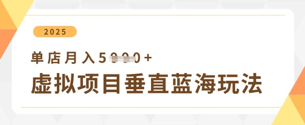 虚拟项目垂直玩法，实现单店月入5k+-孔明聊项目