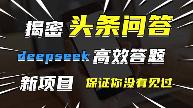 头条问答,刚出的新玩法!保证你没见过!用DeepSeek去高效答题,一个账…-孔明聊项目
