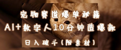 宠物赛道爆单秘籍:AI+数字人10分钟造爆款,日入1k-孔明聊项目