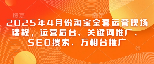 2025年4月份淘宝全套运营现场课程,运营后台、关键词推广、SEO搜索、万相台推广-孔明聊项目