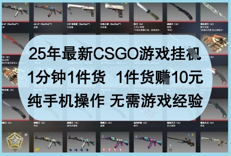 25年最新CSGO游戏挂G，1分钟1件货，1件货挣10元，纯手机操作，无需游戏经验【揭秘】-孔明聊项目