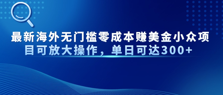 最新海外无门槛零成本赚美金小众项目可放大操作，单日可达300+-孔明聊项目