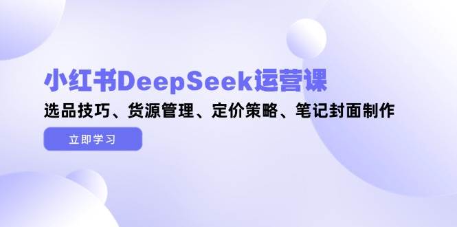 小红书DeepSeek运营课，选品技巧、货源管理、定价策略、笔记封面制作-孔明聊项目