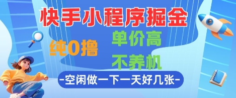 快手小程序掘金，纯0撸，单价高不养机 利用空闲时间做一做，一天好几张【揭秘】-孔明聊项目