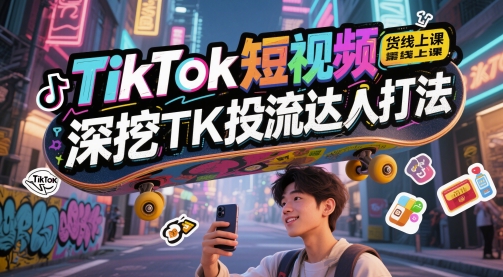 TikTok短视频带货线上课，深挖TK投流达人打法-孔明聊项目