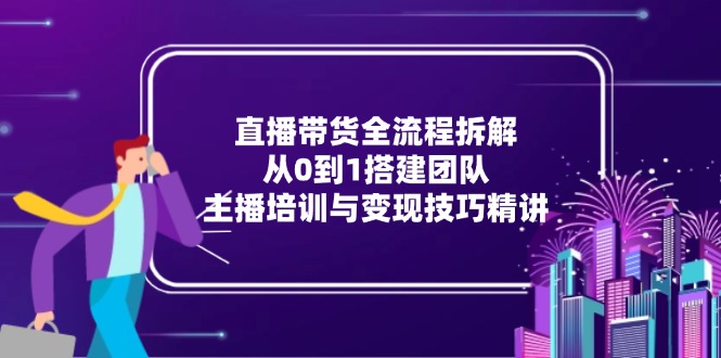 直播带货全流程拆解：从0到1搭建团队，主播培训与变现技巧精讲-孔明聊项目