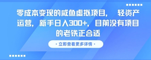 零成本变现的咸鱼虚拟项目， 轻资产运营，新手日入3张+，目前没有项目的老铁正合适-孔明聊项目