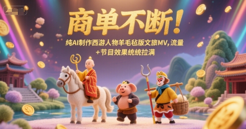 商单不断！纯AI制作西游人物羊毛毡版文旅MV，流量+节目效果统统拉满-孔明聊项目