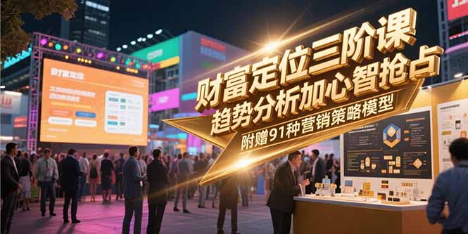 财富定位三阶课,趋势分析加心智抢占,附赠91种营销策略模型-孔明聊项目