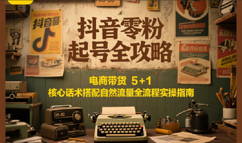 抖音零粉起号全攻略：电商带货 5+1 核心话术搭配自然流量全流程实操指南-孔明聊项目