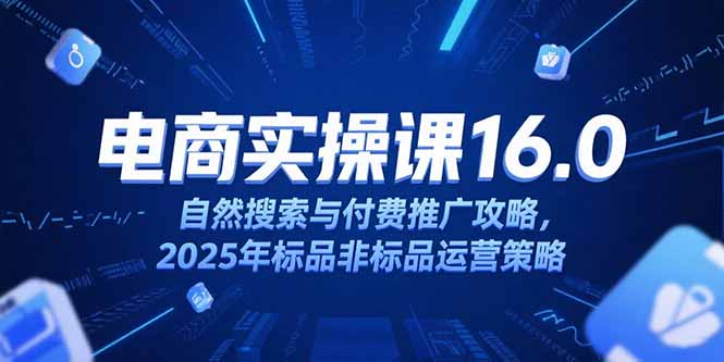 淘宝电商运营课16.0，自然搜索与付费推广攻略，2025年标品非标品运营策略-孔明聊项目