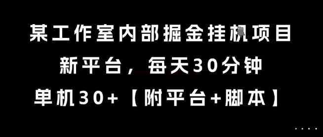 某工作室内部掘金挂G项目，新平台，每天30分钟，单机30+【揭秘】-孔明聊项目