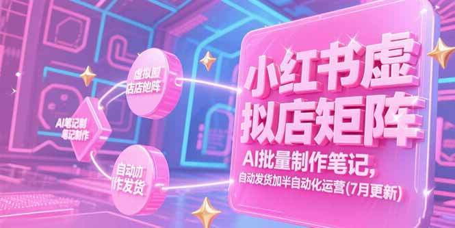小红书虚拟店矩阵，AI批量制作笔记，自动发货加半自动化运营(7月更新-孔明聊项目