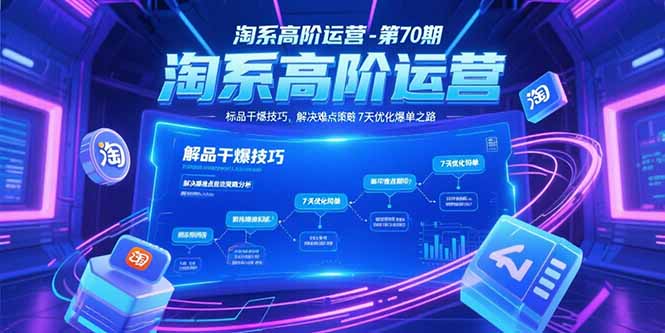 淘系高阶运营-第70期，标品干爆技巧，解决难点策略，大佬操盘方法-孔明聊项目