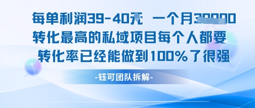 每单利润40一个月7k+转化最高的私域项目，每个人都要的产品转化率已经能做到100%-孔明聊项目