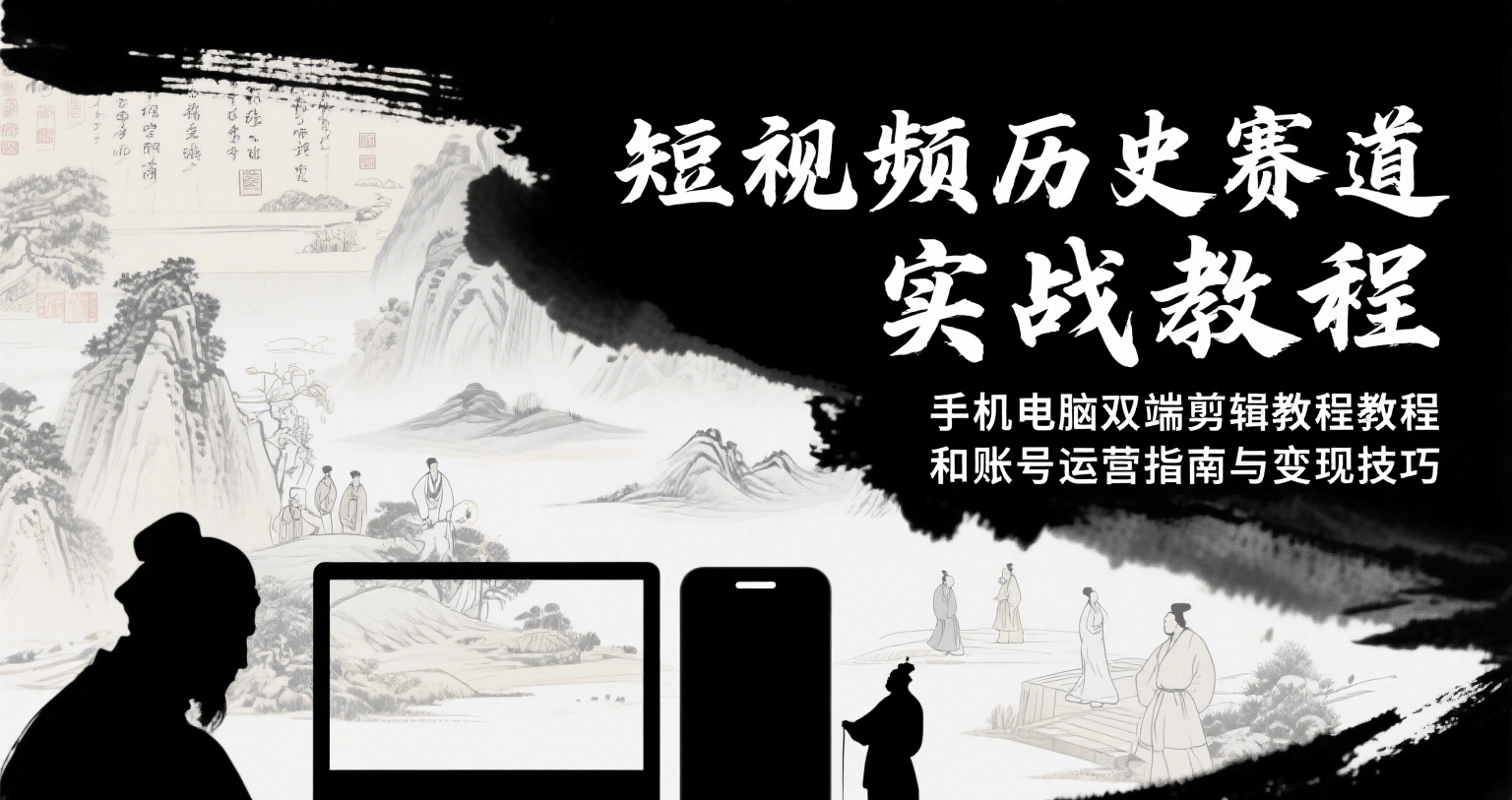 短视频历史赛道实战教程，手机电脑双端剪辑教程和账号运营指南与变现技巧-孔明聊项目