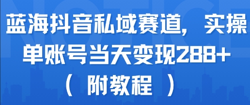 蓝海抖音私域赛道，实操单账号当天变现288+(附教程)-孔明聊项目