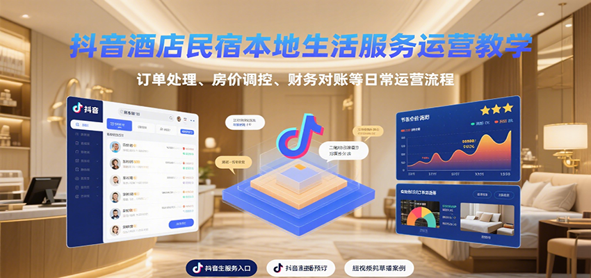 抖音酒店民宿本地生活服务运营教学,订单处理、房价调控、财务对账等日常运营流程-孔明聊项目