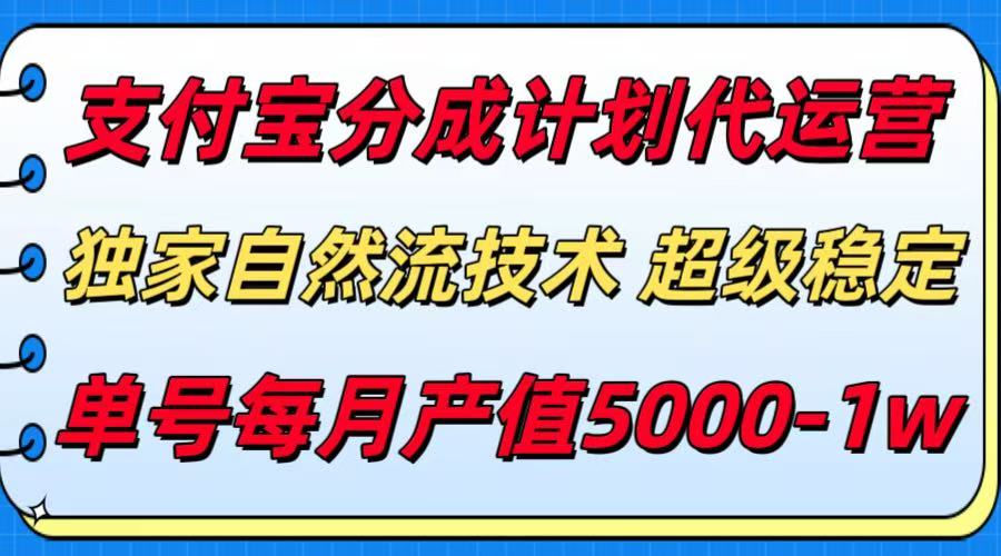 支付宝分成计划代运营，独家自然流技术，收益稳定，单号月产5000＋-孔明聊项目