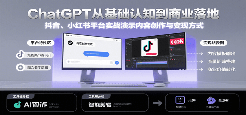 ChatGPT从基础认知到商业落地，实战演示抖音、小红书等平台的内容创作与变现-孔明聊项目