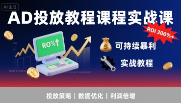 AD投放教程课程实战课，实现广告ROI300%+可持续暴利-孔明聊项目