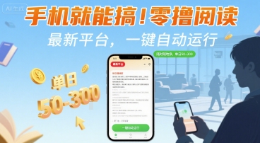 手机就能搞！零撸阅读挂G，最新平台，一键自动运行，随时随地挣，单日50-3张+【揭秘】-孔明聊项目