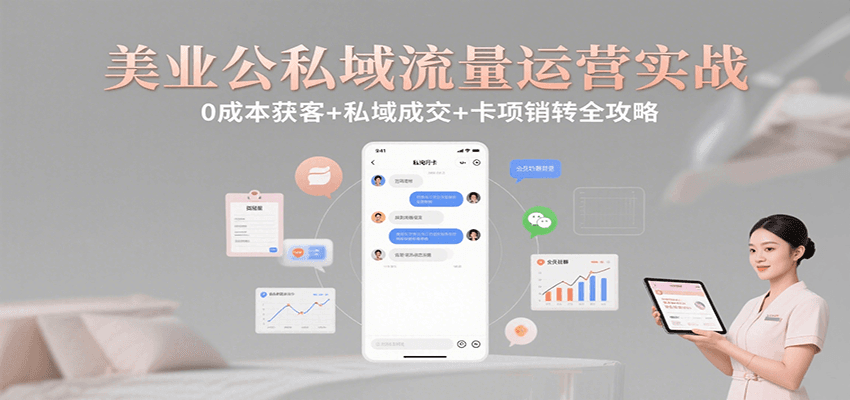 美业公私域流量运营实战：0成本获客+私域成交+卡项销转全攻略-孔明聊项目