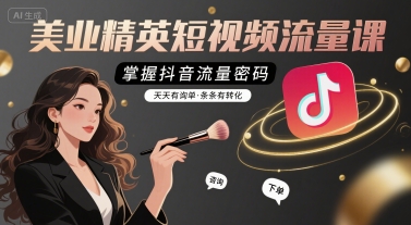 美业精英短视频流量课，掌握抖音流量密码，天天有询单，条条有转化-孔明聊项目