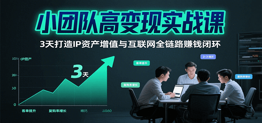 小团队高变现实战课，3天打造IP资产增值与互联网全链路赚钱闭环(第二期)-孔明聊项目