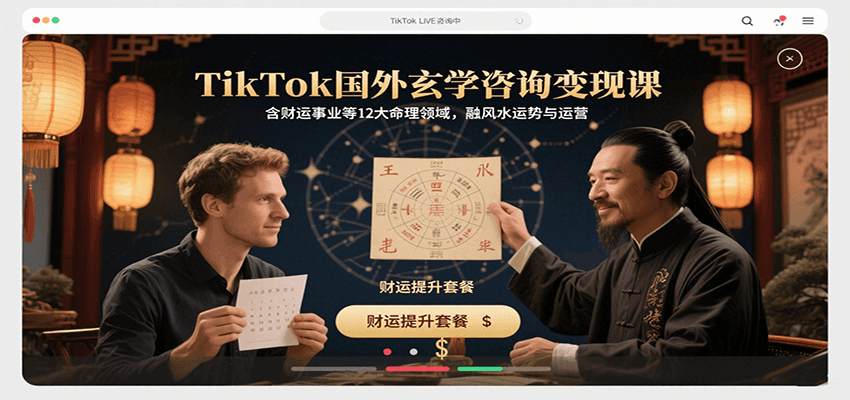 TikTok国外玄学咨询变现课，含财运事业等12大命理领域，融风水运势与运营-孔明聊项目