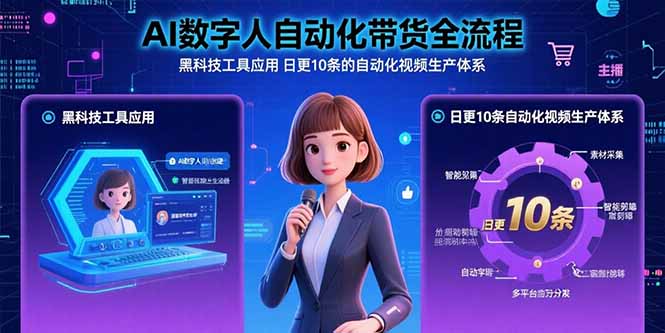 AI数字人自动化带货全流程:黑科技工具应用 日更10条的自动化视频生产体系-孔明聊项目