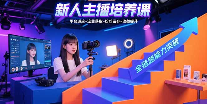 新人主播培养课：平台适应-流量获取-粉丝留存-收益提升 全链路能力突破-孔明聊项目