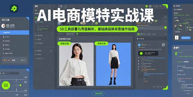 AI电商模特实战课，SD工具部署与界面解析，基础换装换背景操作指南-孔明聊项目