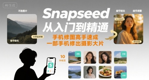 Snapseed从入门到精通,手机修图高手速成,一部手机就能修出摄影大片-孔明聊项目