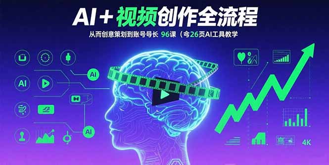AI+短视频创作全流程：从创意策划到账号增长，96节课(含26项AI工具教学-孔明聊项目