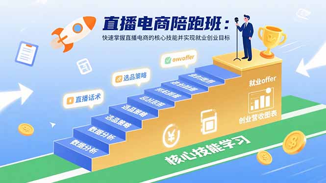 直播电商陪跑班：快速掌握直播电商的核心技能并实现就业/创业目标-孔明聊项目