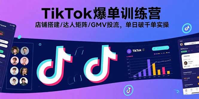TikTok爆单训练营，店铺搭建/达人矩阵/GMV投流，单日破千单实操-孔明聊项目