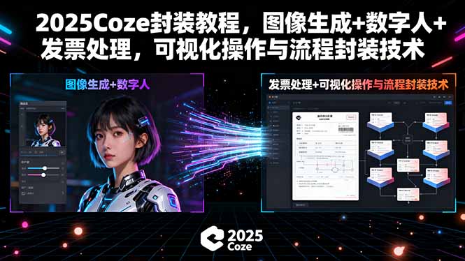2025Coze封装教程，图像生成+数字人+发票处理，可视化操作与流程封装技术-孔明聊项目