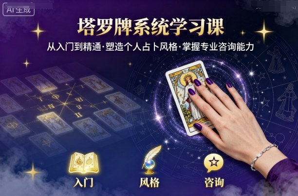 塔罗牌系统学习课，助你从入门到精通，塑造个人占卜风格，掌握专业咨询能力-孔明聊项目